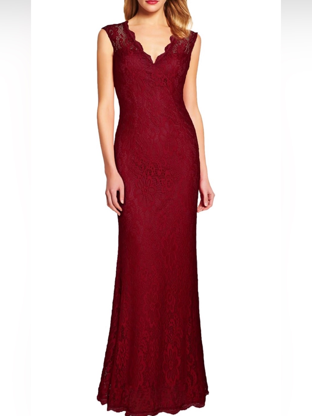 Formal Retro Floral Lace Vintage Maxi Dress Red (Xxl) Nwt